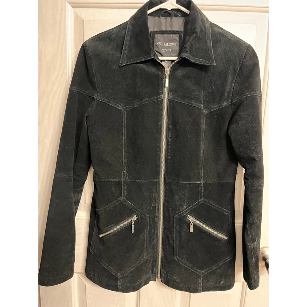 Women's Neutral Zone Suede Leather Jacket Black Size M